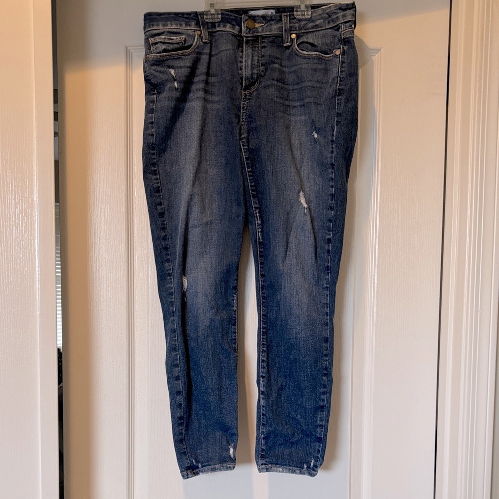 PAIGE Dark Blue Distressed Skinny Jeans